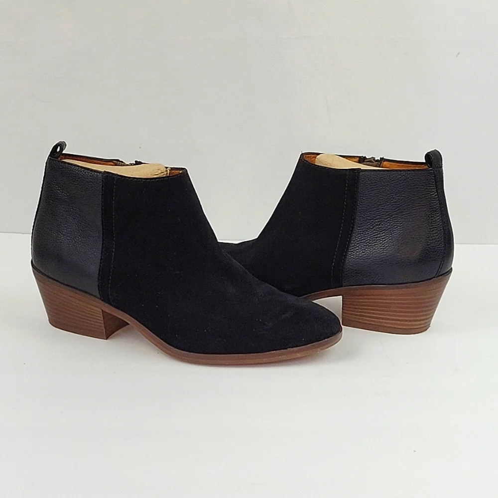 Madewell Charley Suede/ Leather Ankle Boot Black Size 8